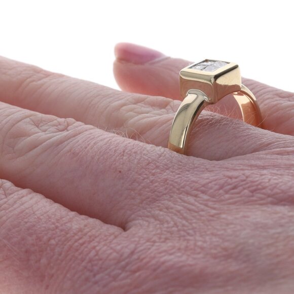 Yellow Gold Diamond Cluster Ring - 14k Princess .50ctw - Picture 4 of 6